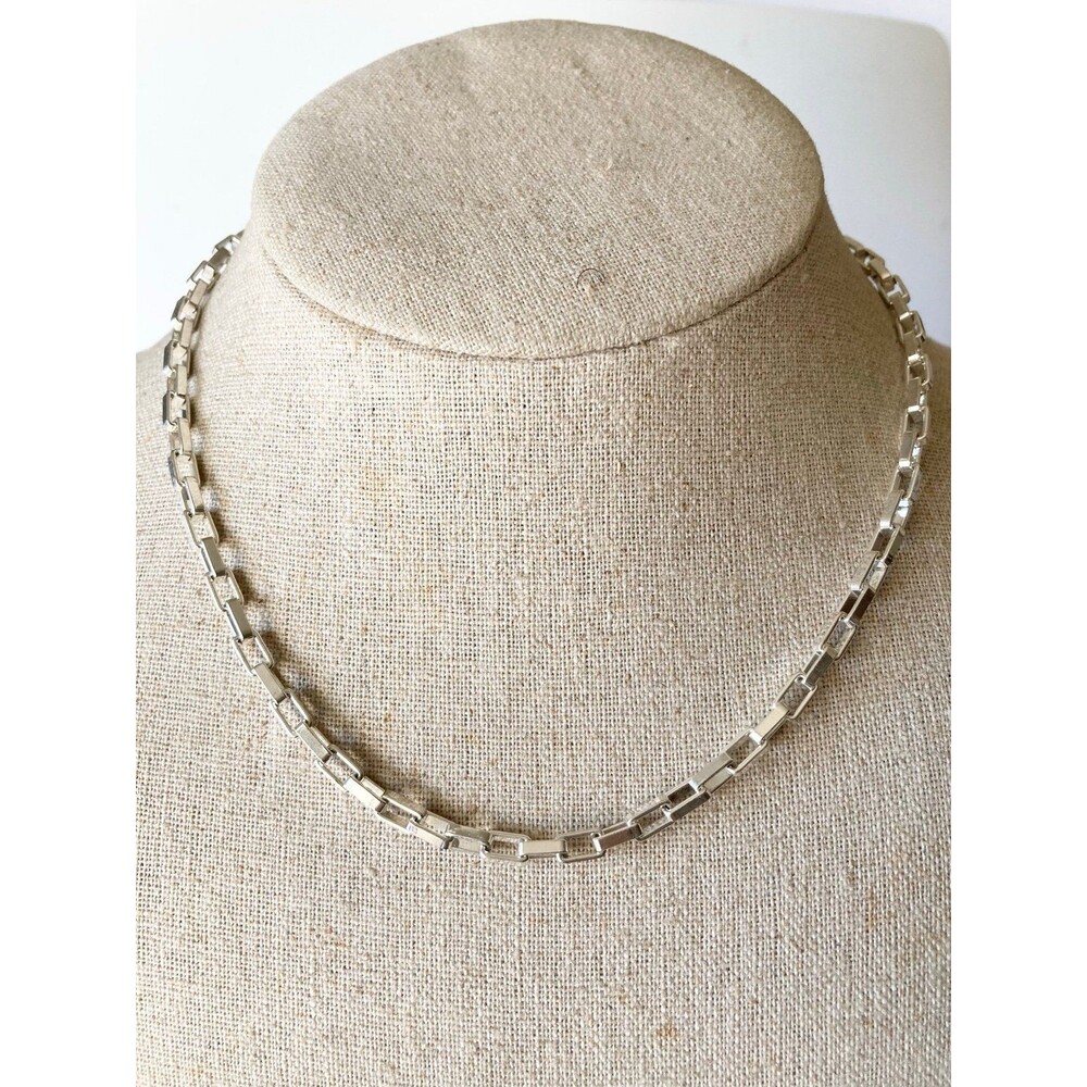 925 Italy Sterling Silver Rectangular Link Chain … - image 1
